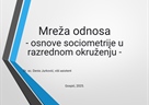 FESTIVAL ZNANOSTI - Mreža odnosa - osnove sociometrije u razrednom okruženju